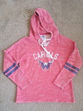 NHL Washington Capitals Women's Cotton Blend Hoodie Lace-up Pullover Size S